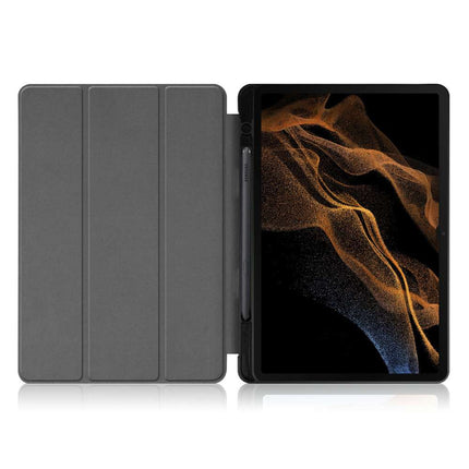 Samsung Galaxy Tab S8 Ultra Smart Tri-Fold Case With Pen Slot (Grey) - Casebump