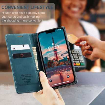 CASEME iPhone 14 Retro Wallet Case - Blue - Casebump