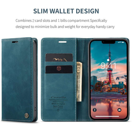 CASEME iPhone 14 Retro Wallet Case - Blue - Casebump