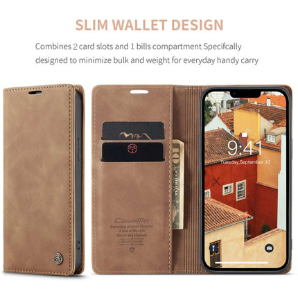 CASEME iPhone 14 Plus Retro Wallet Case - Brown - Casebump