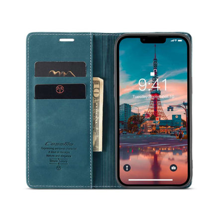 CASEME iPhone 14 Retro Wallet Case - Blue - Casebump