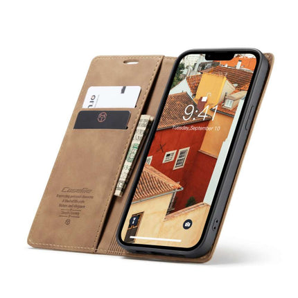 CASEME iPhone 14 Plus Retro Wallet Case - Brown - Casebump