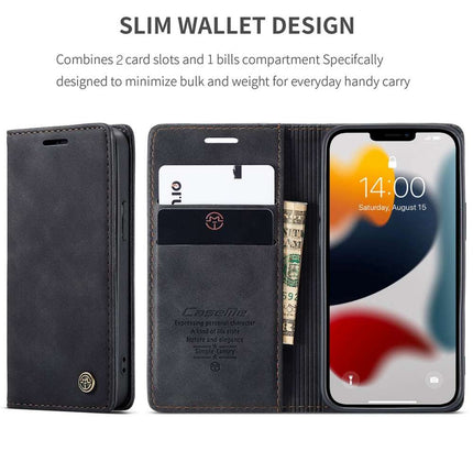 CASEME iPhone 13 Retro Wallet Case - Black - Casebump