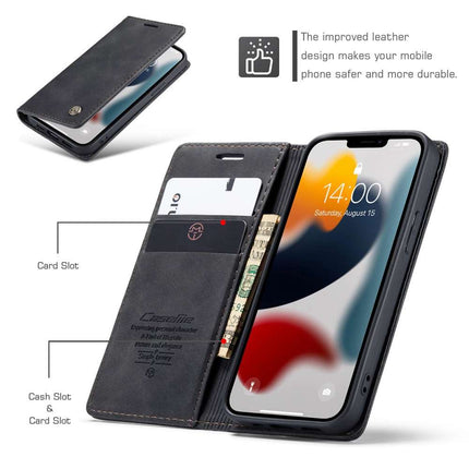 CASEME iPhone 13 Retro Wallet Case - Black - Casebump