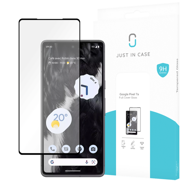 Google Pixel 7a Full Cover Tempered Glass -  Screenprotector - Black - Casebump