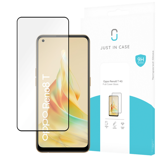 Oppo Reno8 T 4G Full Cover Tempered Glass -  Screenprotector - Black - Casebump