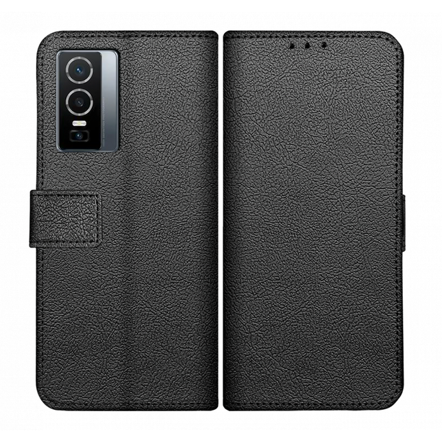 Vivo Y76 Wallet Case (Black) - Casebump